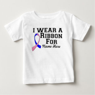 Personalise I Wear a Pink and Blue Ribbon Baby T-Shirt