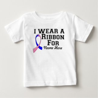 Personalise I Wear a Pink and Blue Ribbon Baby T-Shirt