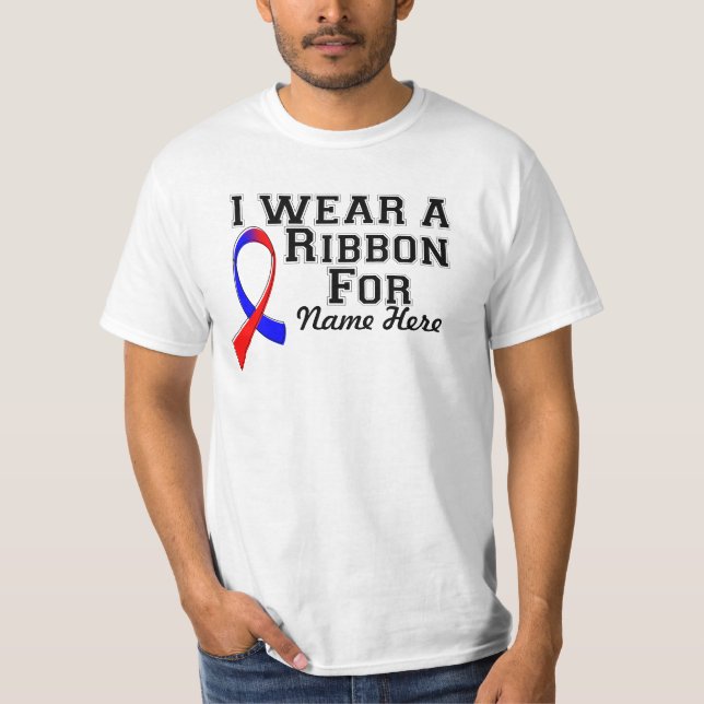 Personalise I Wear a Red and Blue Ribbon T-Shirt (Front)