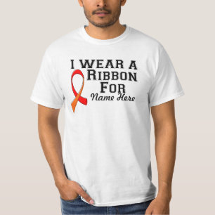 Personalise I Wear a Red and Orange Ribbon T-Shirt