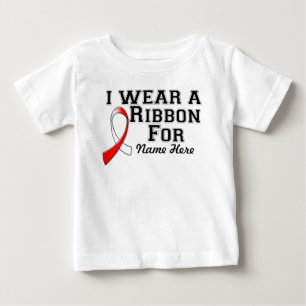Personalise I Wear a Red and White Ribbon Baby T-Shirt