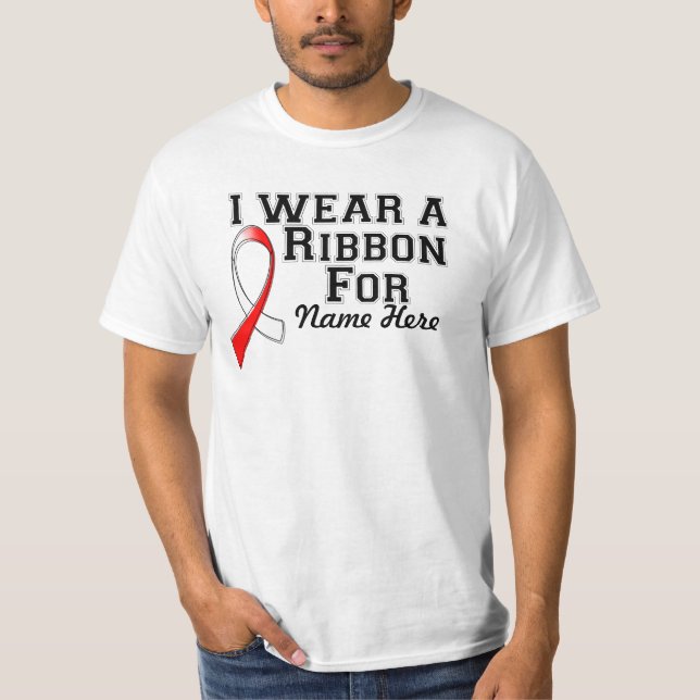 Personalise I Wear a Red and White Ribbon T-Shirt (Front)