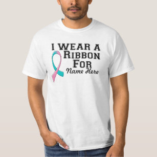 Personalise I Wear a Teal and Pink Ribbon T-Shirt