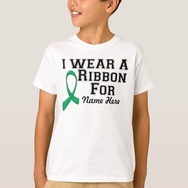 Personalise I Wear an Emerald Green Ribbon T-Shirt (Front)