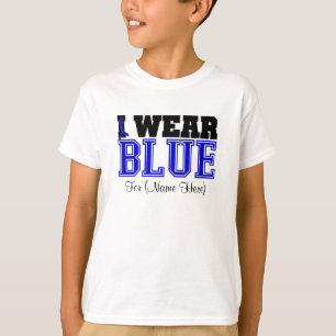 Personalise I Wear Blue Ribbon Colon Cancer T-Shirt