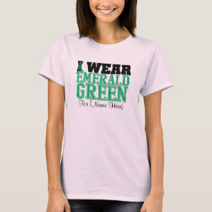 Personalise I Wear Emerald Green Liver Cancer T-Shirt