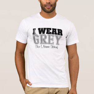Personalise I Wear Grey Ribbon Brain Cancer T-Shirt