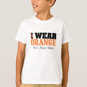 Personalise I Wear Orange Ribbon Leukaemia T-Shirt