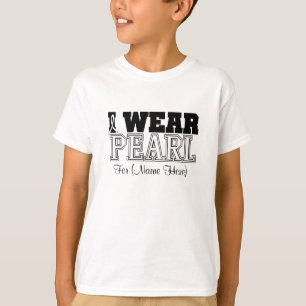 Personalise I Wear Pearl Ribbon Lung Cancer T-Shirt