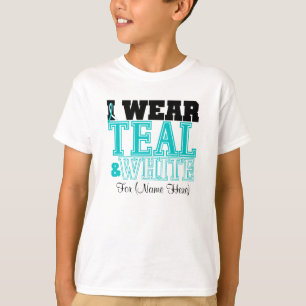 Personalise I Wear Teal and White Cervical Cancer T-Shirt