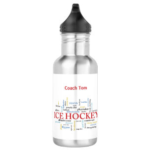 Personalise, Ice Hockey Coach Thank You in Words 532 Ml Water Bottle
