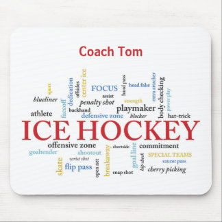 Personalise, Ice Hockey Coach Thank You in Words Mouse Mat