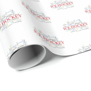 Personalise, Ice Hockey Coach Thank You in Words Wrapping Paper