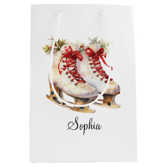 Personalise Ice Skating Medium Gift Bag Customise (Front)