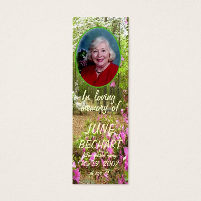 Personalise In Loving Memory Photo Bookmark (Front)