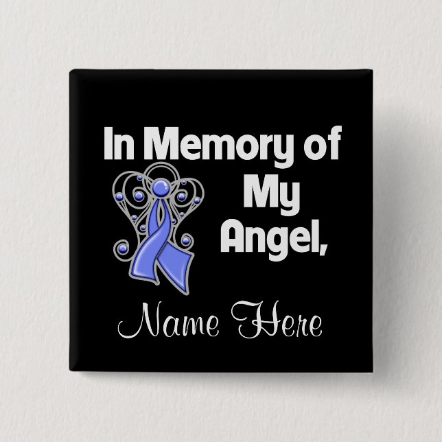 Personalise In Memory Angel Oesophageal Cancer 15 Cm Square Badge (Front)