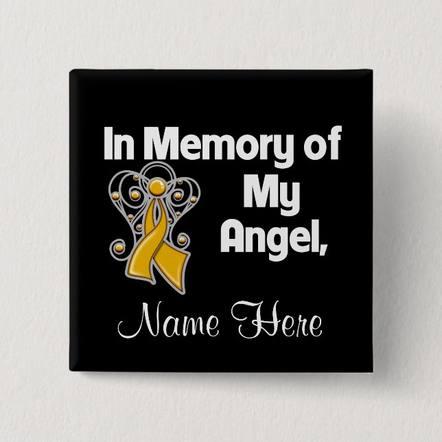 Personalise In Memory of My Angel Appendix Cancer 15 Cm Square Badge (Front)