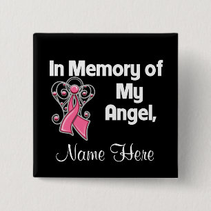 Personalise In Memory of My Angel Breast Cancer 15 Cm Square Badge