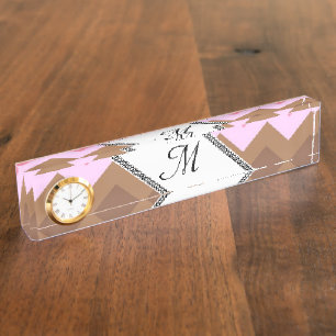 Personalise Information Monogrammed Stripe Chevron Nameplate