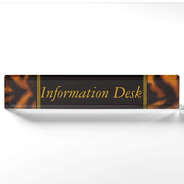 Personalise Information Pattern Tiger Stripes Art Nameplate (Front)