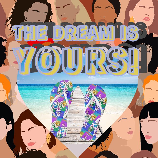 Personalise  Initial, Floral Bright Birthday Gift Flip Flops (Creator Uploaded)