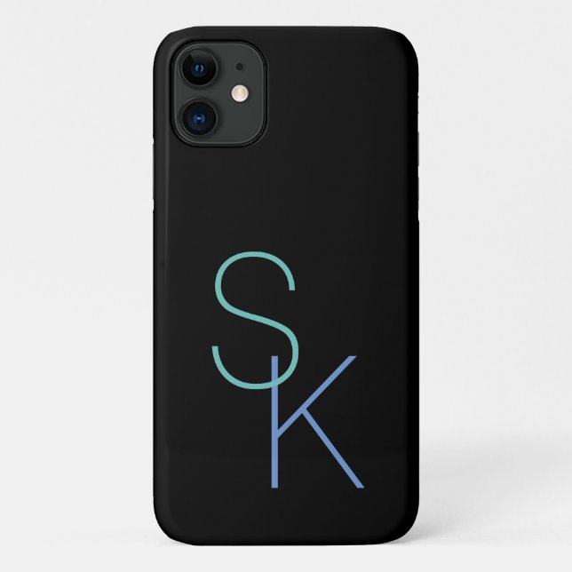 Personalise Initials, Large Letters on Black Case-Mate iPhone Case (Back)