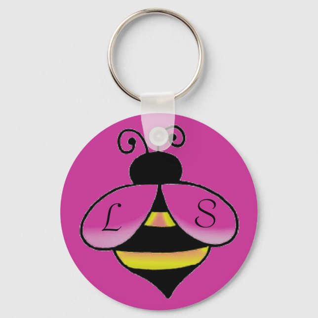 Personalise Initials / Name Cute Bee Keychain (Front)