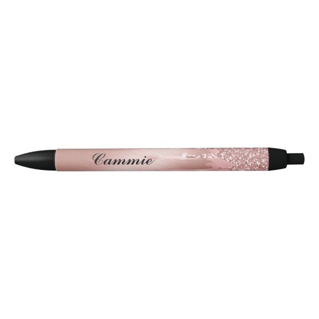 Personalise Ink Pen - Rose Gold Glitter Drip (Front)