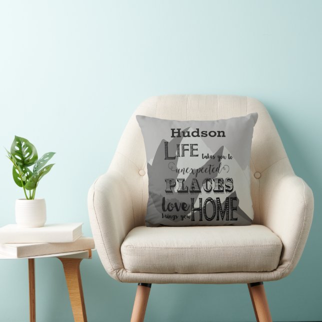 Personalise Inspirational Quote Mountain Boys Room Cushion (Chair)
