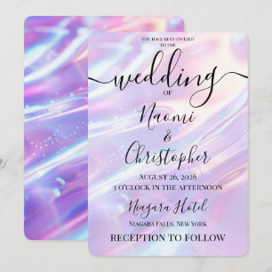 Personalise: Iridescent Pink Silky Waves Wedding Invitation