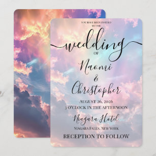 Personalise: Iridescent Rainbow Clouds Wedding Invitation