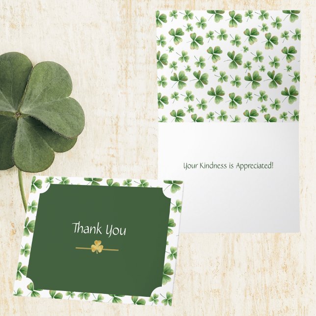 Personalise Irish Watercolor Shamrocks Thank You Card (Creator Uploaded)