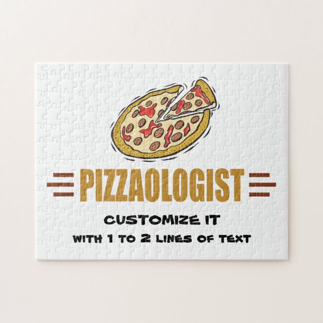 Personalise It! Funny Pizza Love Pizzaologist Jigsaw Puzzle (Horizontal)