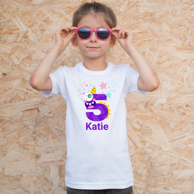 Personalise It! Girls Monster Eyes #5 Birthday  T-Shirt (Creator Uploaded)