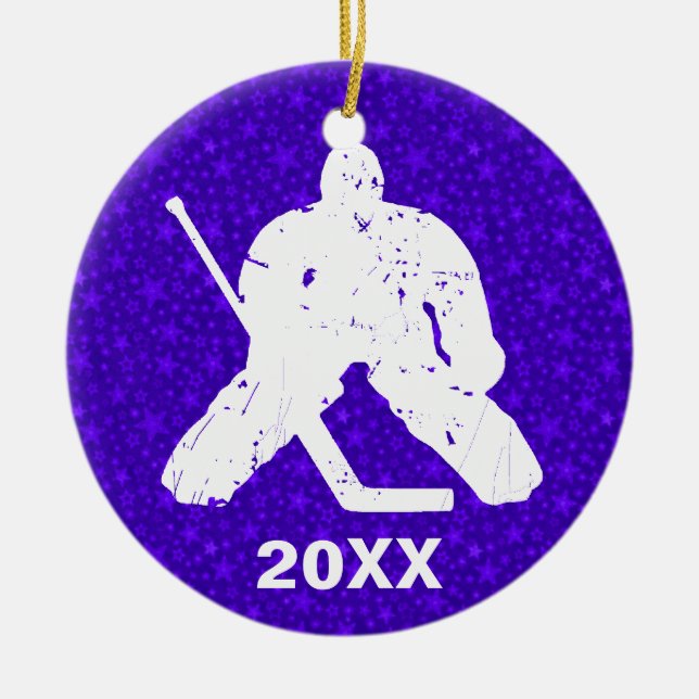 Personalise it, Hockey Goalie Ceramic Tree Decoration (Front)