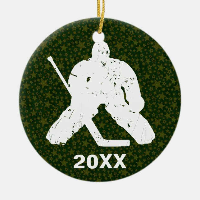 Personalise it, Hockey Goalie Ceramic Tree Decoration (Front)