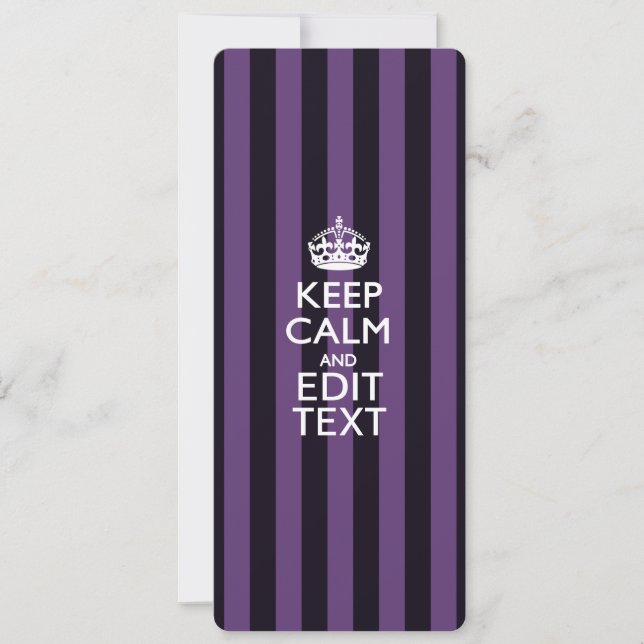 Personalise it Keep Calm Your Text Purple Stripes (Front)