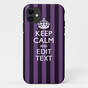 Personalise it Keep Calm Your Text Purple Stripes iPhone 11 Case