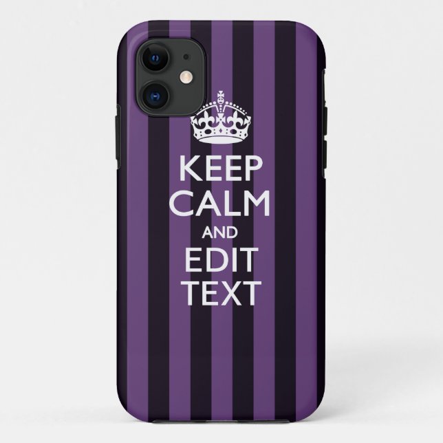 Personalise it Keep Calm Your Text Purple Stripes Case-Mate iPhone Case (Back)