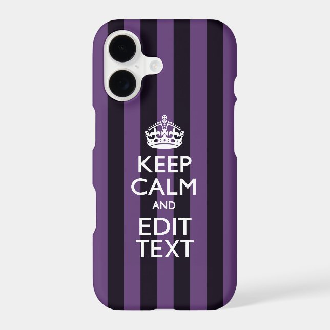 Personalise it Keep Calm Your Text Purple Stripes iPhone Case (Back)