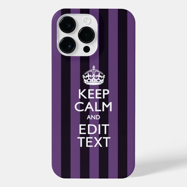 Personalise it Keep Calm Your Text Purple Stripes iPhone Case (Back)