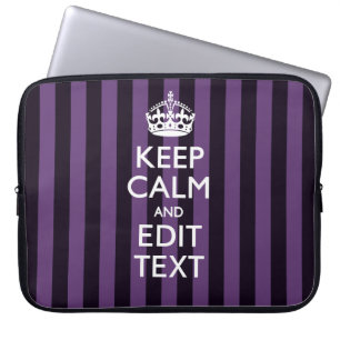 Personalise it Keep Calm Your Text Purple Stripes Laptop Sleeve