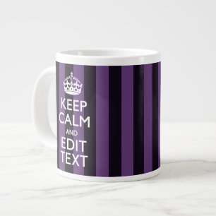 Personalise it Keep Calm Your Text Purple Stripes Large Coffee Mug
