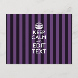 Personalise it Keep Calm Your Text Purple Stripes Postcard
