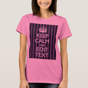 Personalise it Keep Calm Your Text Purple Stripes T-Shirt