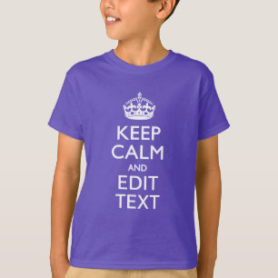 Personalise it Keep Calm Your Text Purple Stripes T-Shirt
