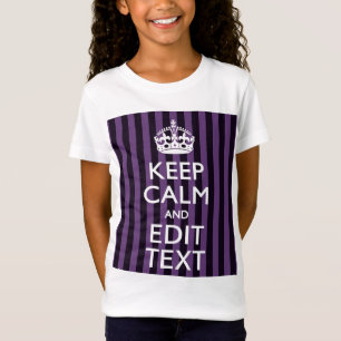 Personalise it Keep Calm Your Text Purple Stripes T-Shirt