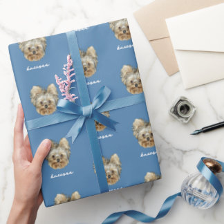 Personalise It! Pet Photo And Name Blue Wrapping Paper