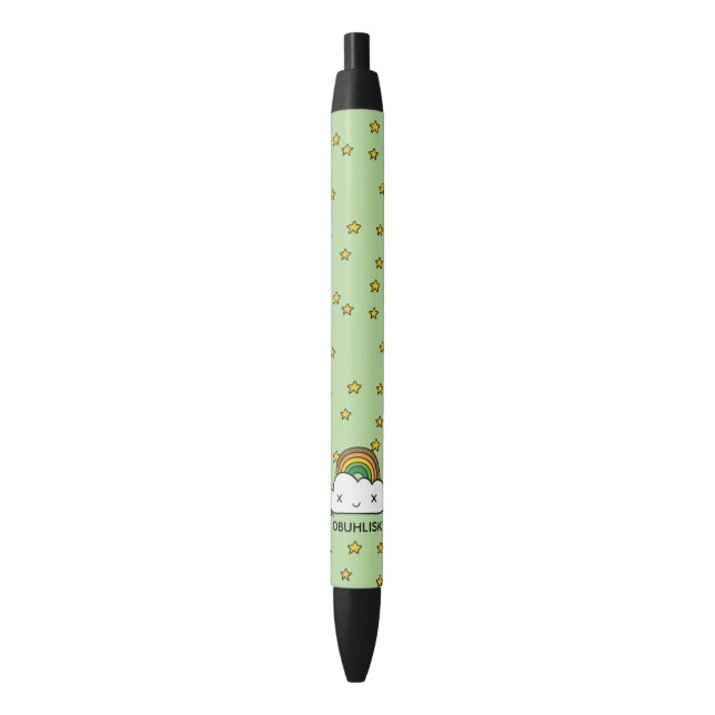 Personalise It! Retro Star Clouds Black Ink Pen (Front Vertical)