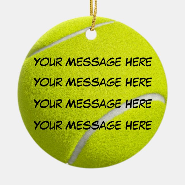 Personalise it, Tennis Ball Ceramic Tree Decoration (Front)